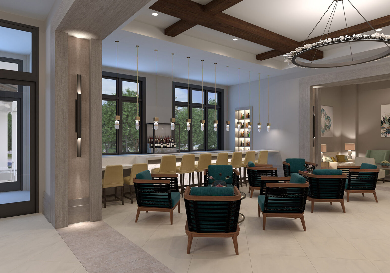 Hotel Effie 3D Renderings Hospitality Lobby Bar